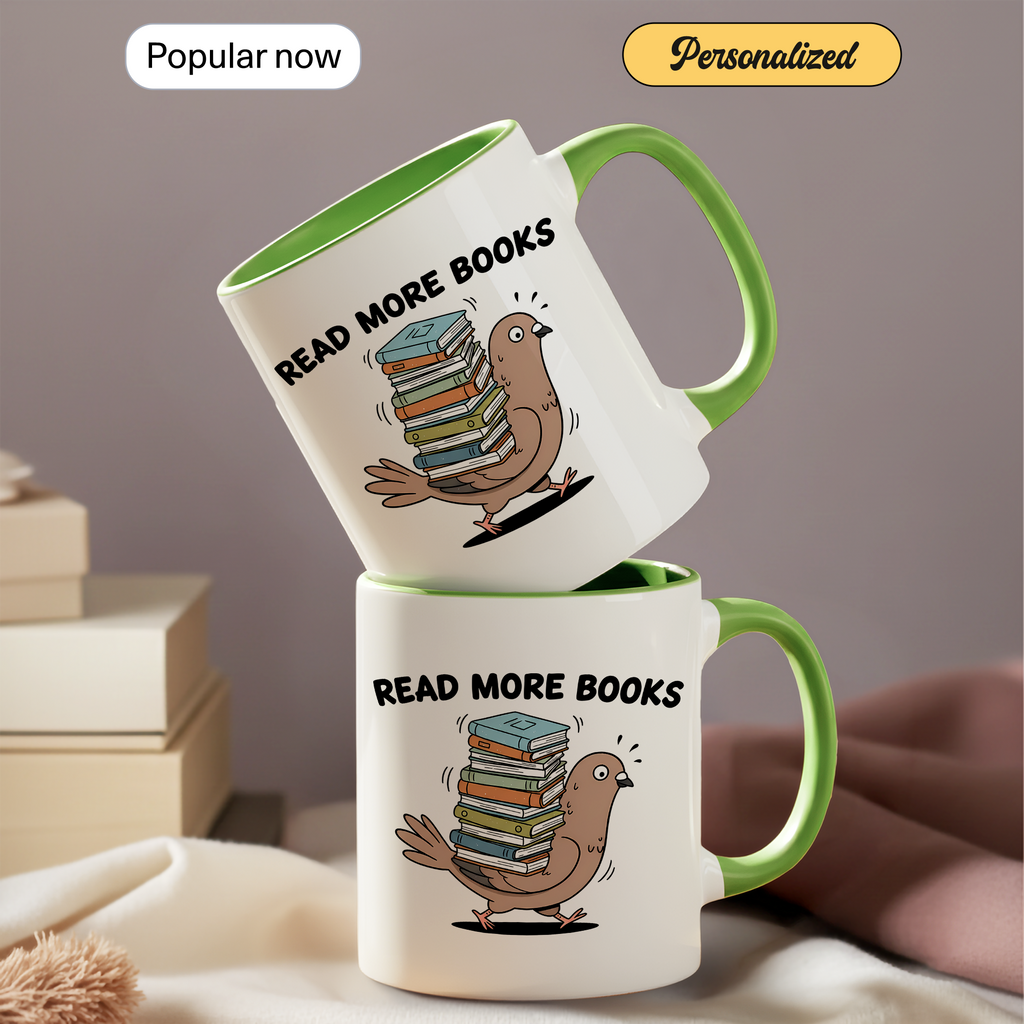 Read More Books Mug – Funny Book Lover Gift – Cute Reader Coffee Cup – 11oz 15oz Ringer Mug |Mug 124