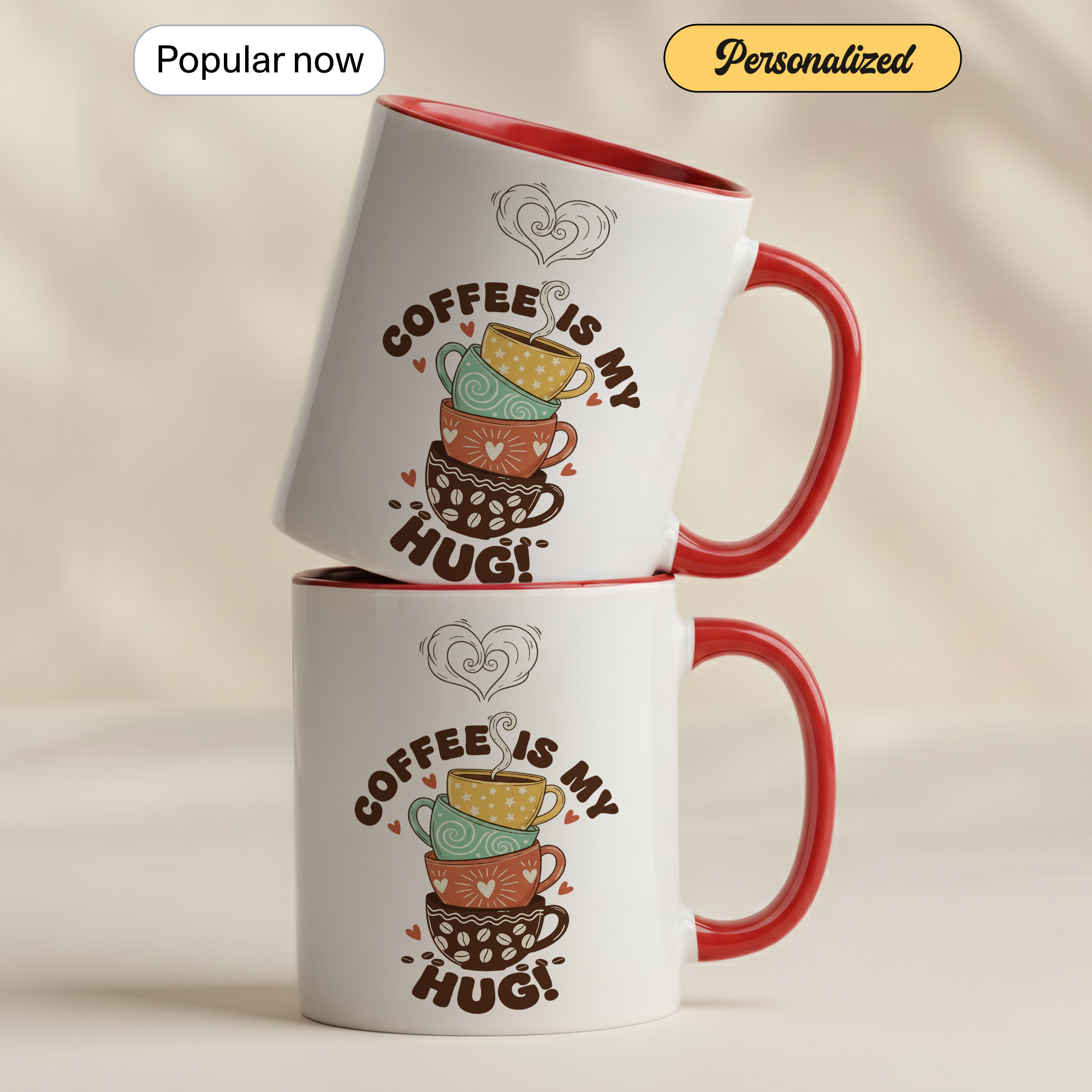Coffee Is My Hug Mug – Cute Coffee Lover Gift – Cozy Aesthetic Coffee Cup – 11oz 15oz Ringer Mug |Mug 122