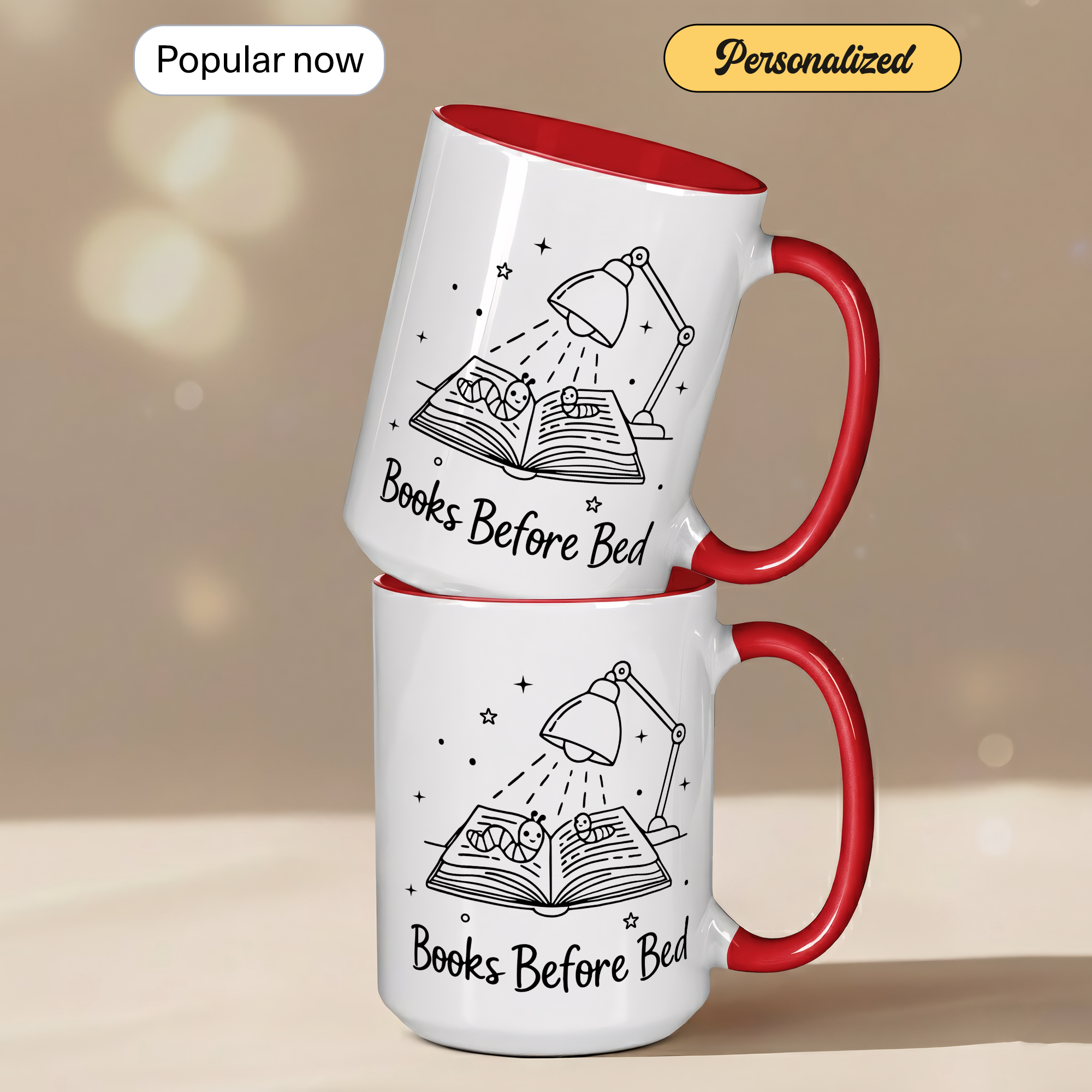 Books Before Bed Mug – Funny Book Lover Coffee Cup – Cozy Reading Gift – Ringer Mug 11oz 15oz |Mug 100