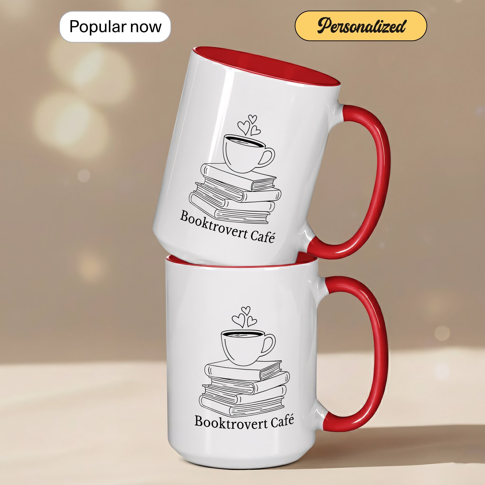 Booktrovert Cafe Mug – Book Lover Coffee Cup – Introvert Reader Gift – Multi Color Ringer Mug 11oz 15oz | Mug 104