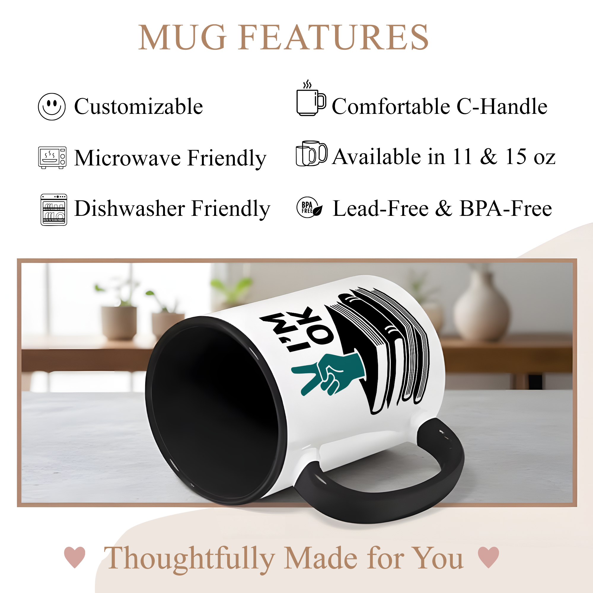 I’m OK Book Mug – Funny Introvert Reader Coffee Cup – Book Lover Humor Gift – 11oz 15oz Ringer Mug |147