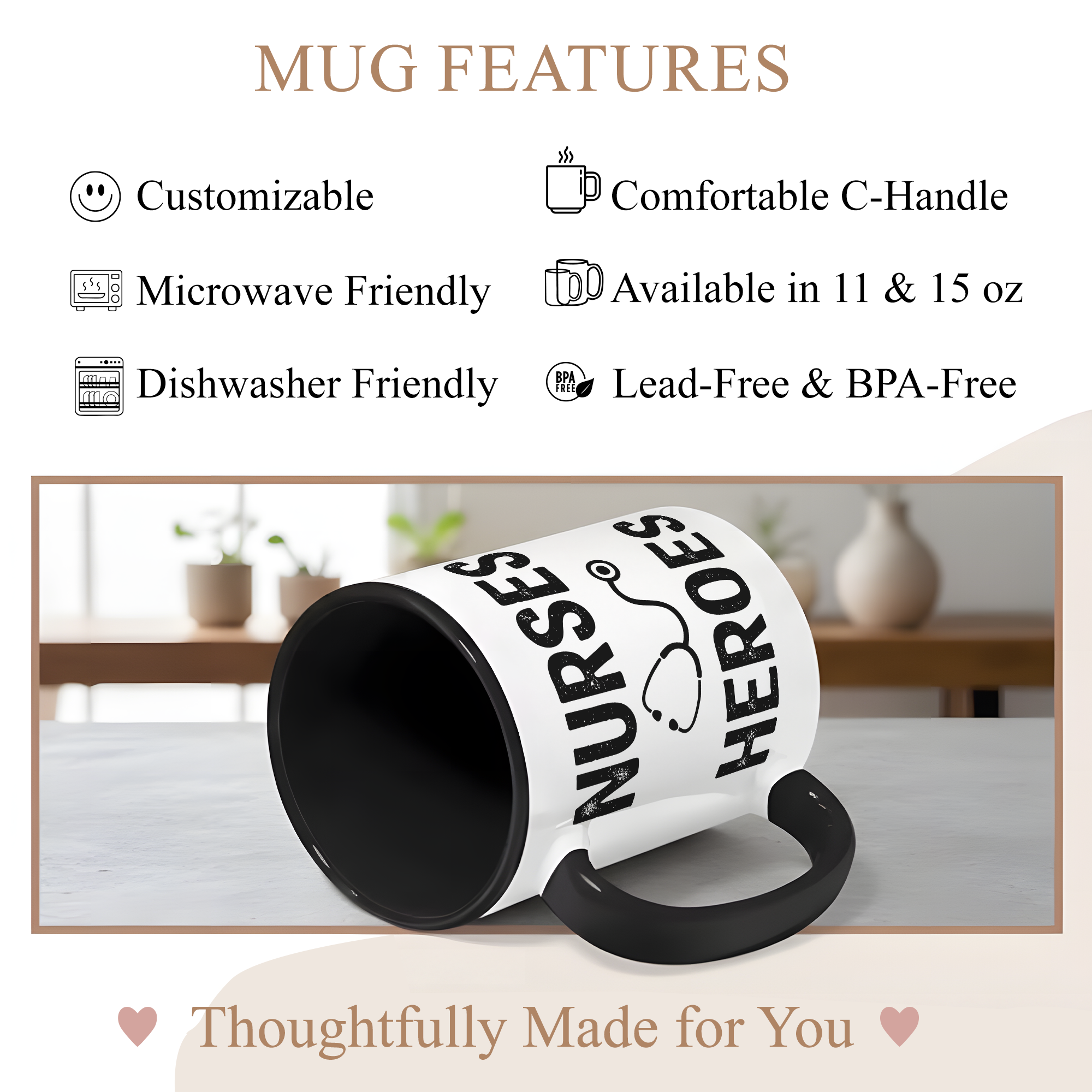 Nurses Are Heroes Mug – Nurse Appreciation Gift – Healthcare Worker Coffee Cup – RN Graduation Gift – 11oz 15oz Ringer Mug |Mug 126