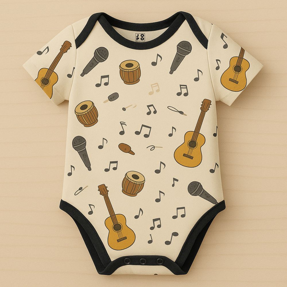 Adorable Music Lover Baby Romper Jersey with Guitar & Mic Design