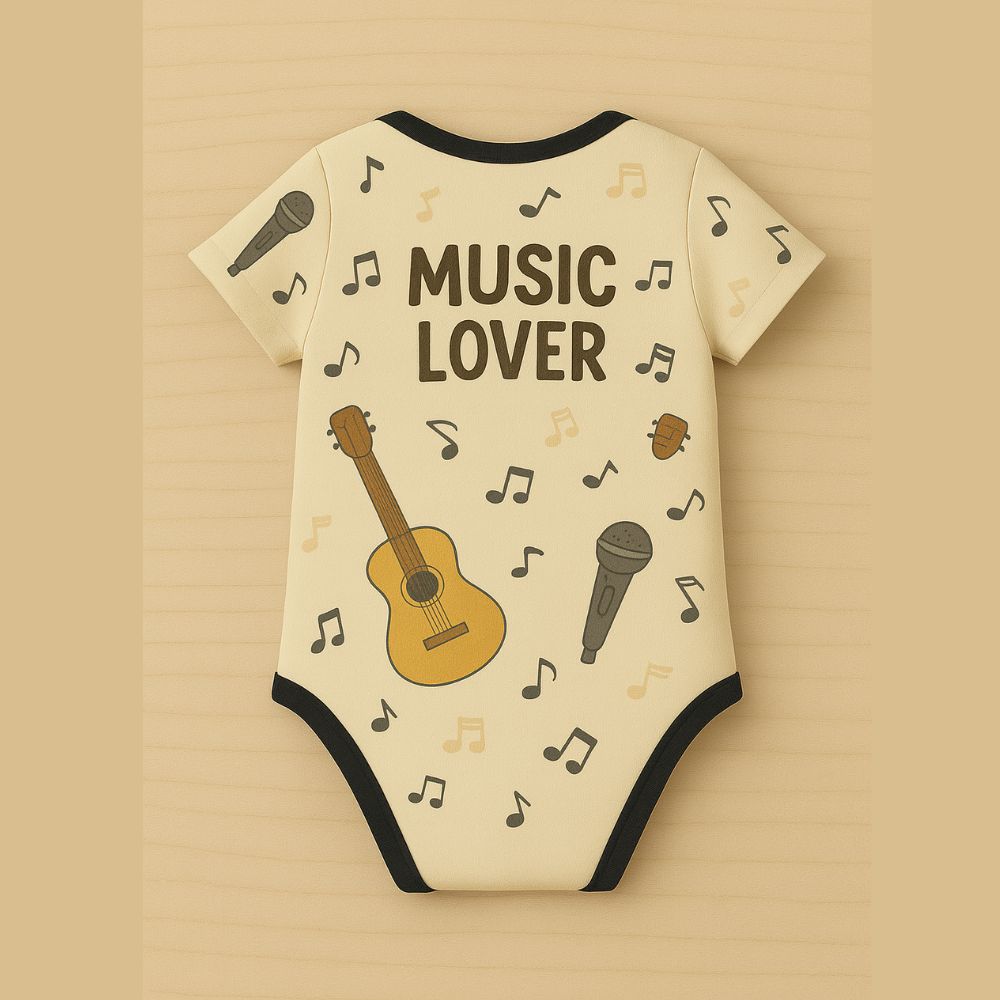 Adorable Music Lover Baby Romper Jersey with Guitar & Mic Design
