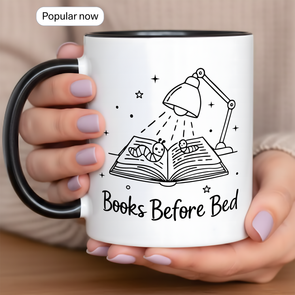 Books Before Bed Mug – Funny Book Lover Coffee Cup – Cozy Reading Gift – Ringer Mug 11oz 15oz |Mug 100