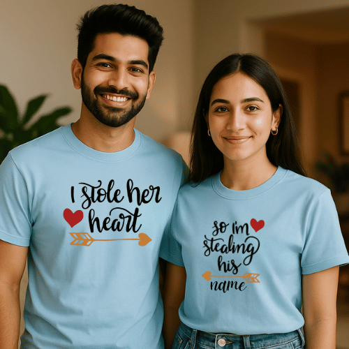Couple T Shirts Name Printed – Valentine Special Couple Wear