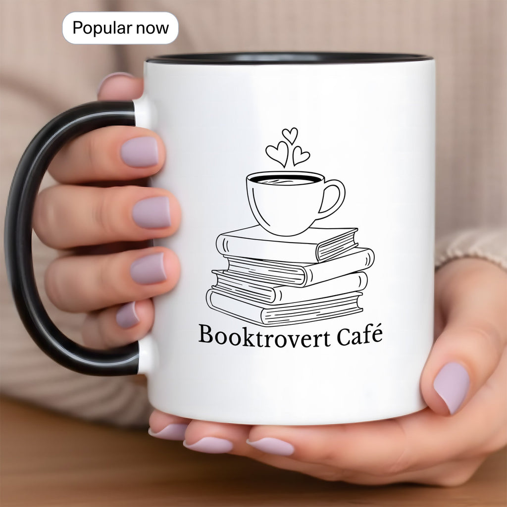 Booktrovert Cafe Mug – Book Lover Coffee Cup – Introvert Reader Gift – Multi Color Ringer Mug 11oz 15oz | Mug 104
