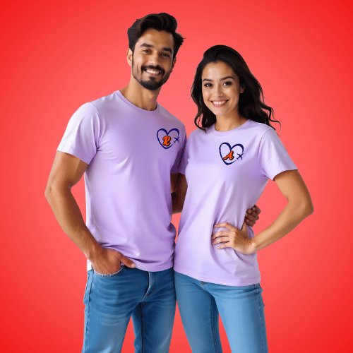 Couple T Shirts Love Signal Print – Valentine Couple T Shirts