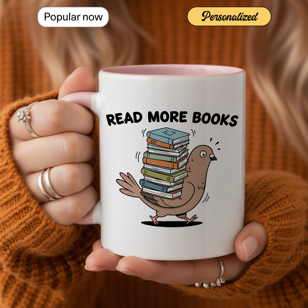 Read More Books Mug – Funny Book Lover Gift – Cute Reader Coffee Cup – 11oz 15oz Ringer Mug |Mug 124
