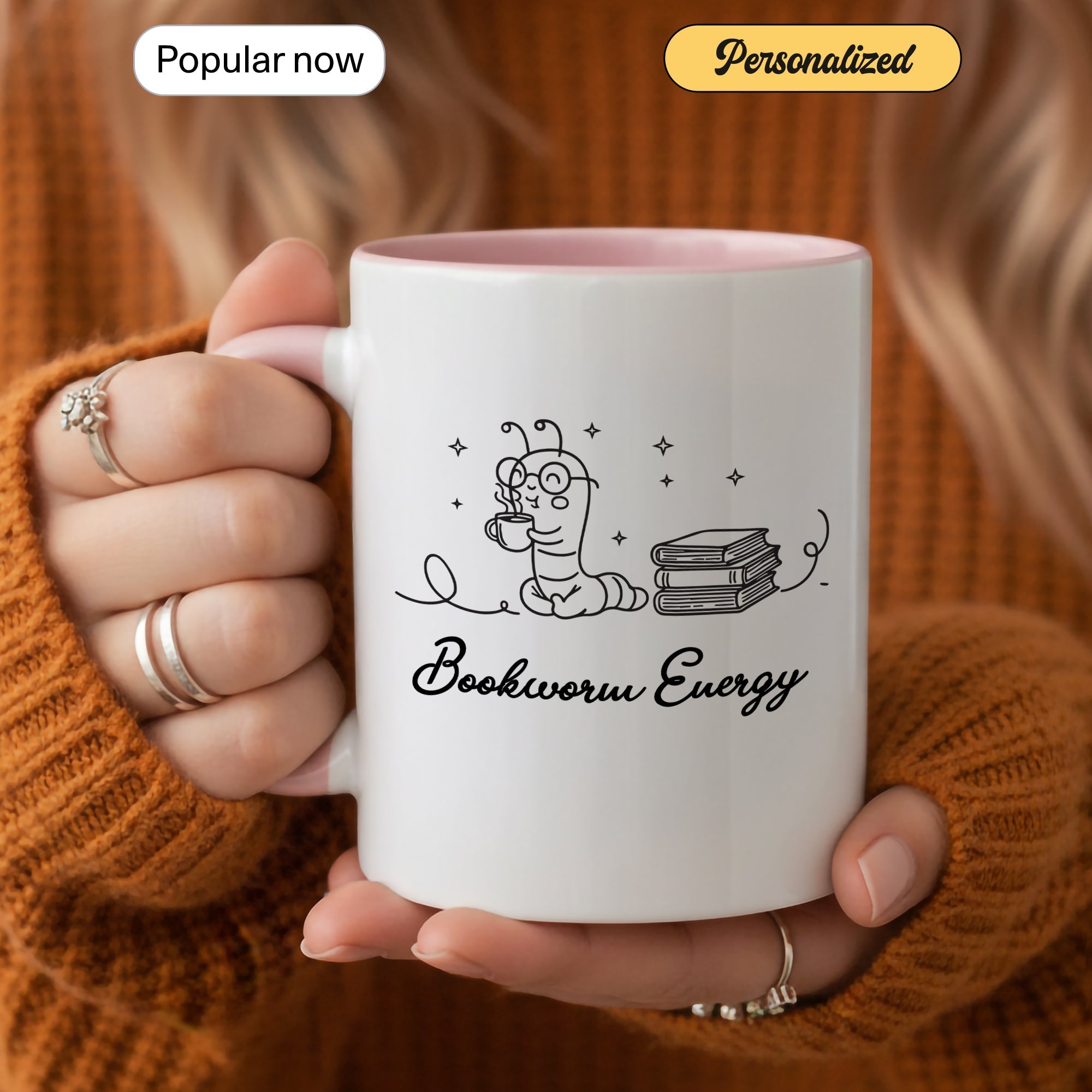 Booktrovert Cafe Mug – Book Lover Coffee Cup – Introvert Reader Gift – Multi Color Ringer Mug 11oz 15oz |Mug 103