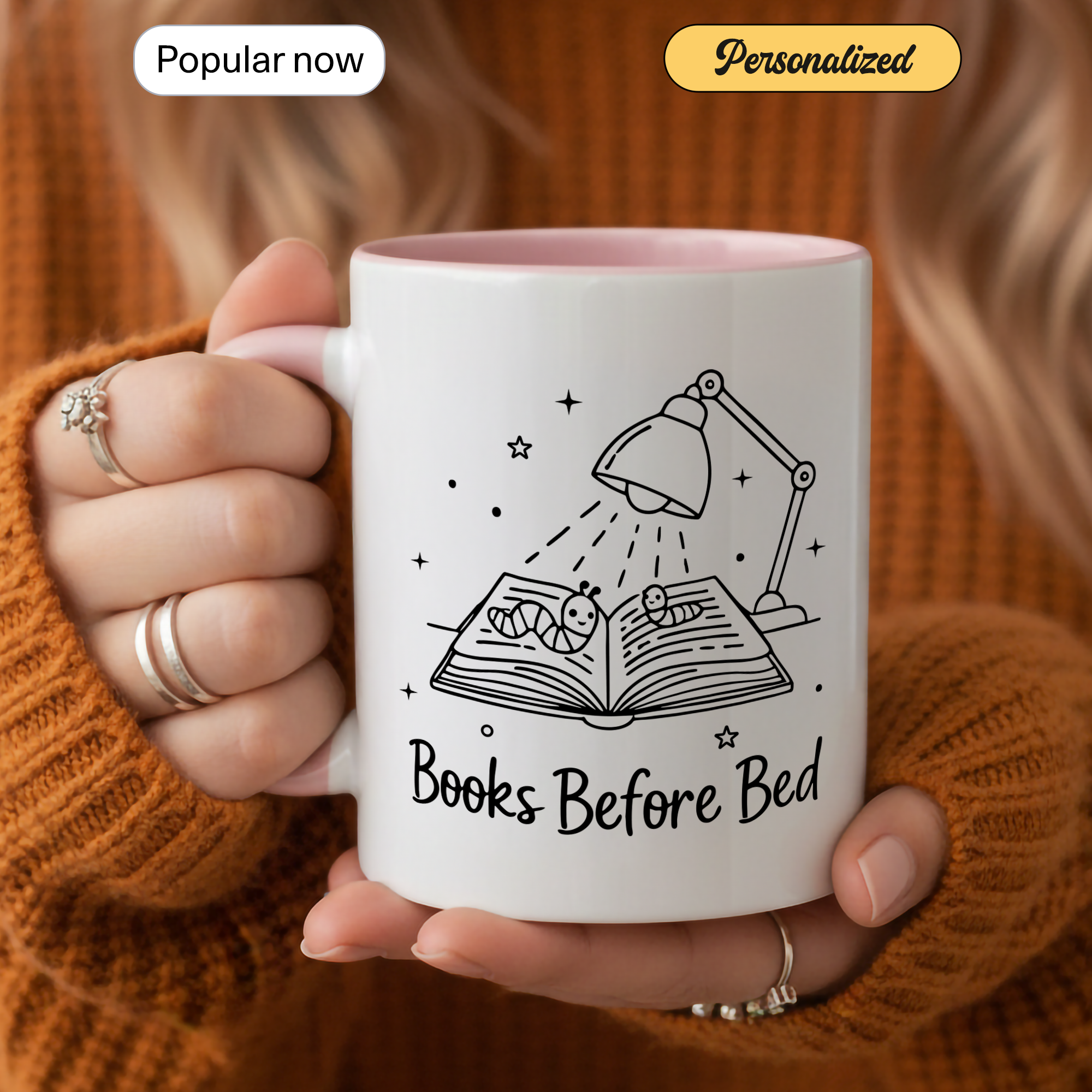 Books Before Bed Mug – Funny Book Lover Coffee Cup – Cozy Reading Gift – Ringer Mug 11oz 15oz |Mug 100