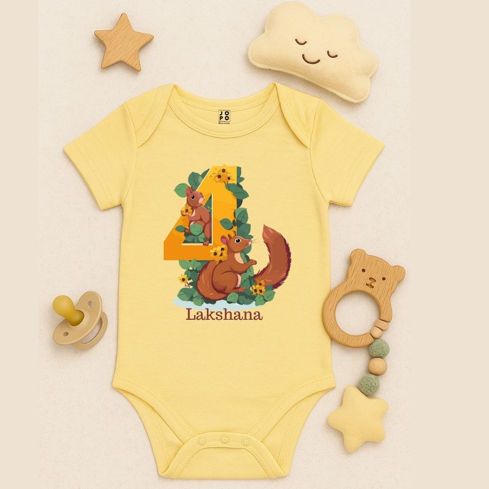 Cute Squirrel Baby Romper – 4 Month Personalized Gift