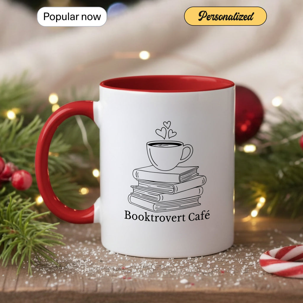 Booktrovert Cafe Mug – Book Lover Coffee Cup – Introvert Reader Gift – Multi Color Ringer Mug 11oz 15oz | Mug 104