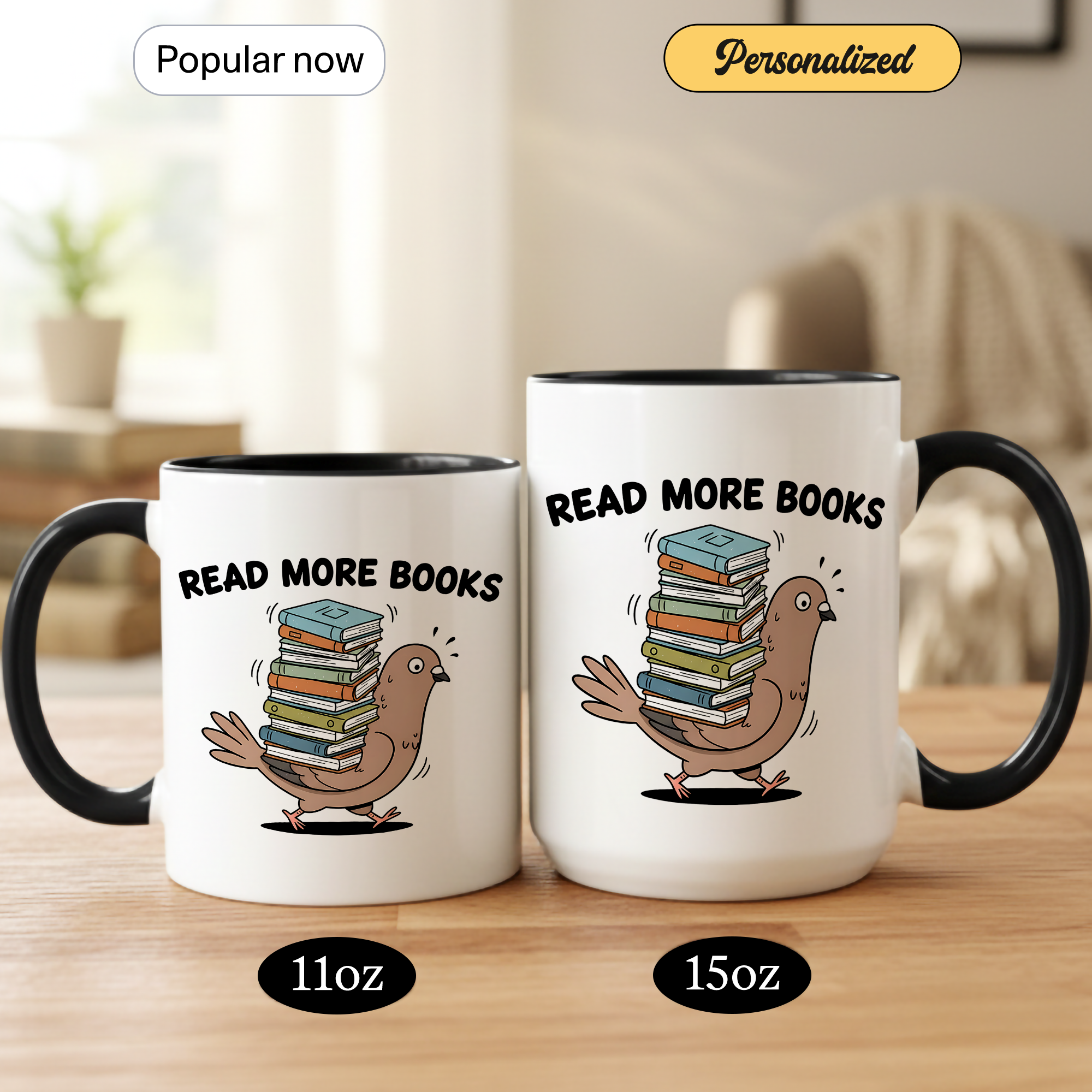 Read More Books Mug – Funny Book Lover Gift – Cute Reader Coffee Cup – 11oz 15oz Ringer Mug |Mug 124