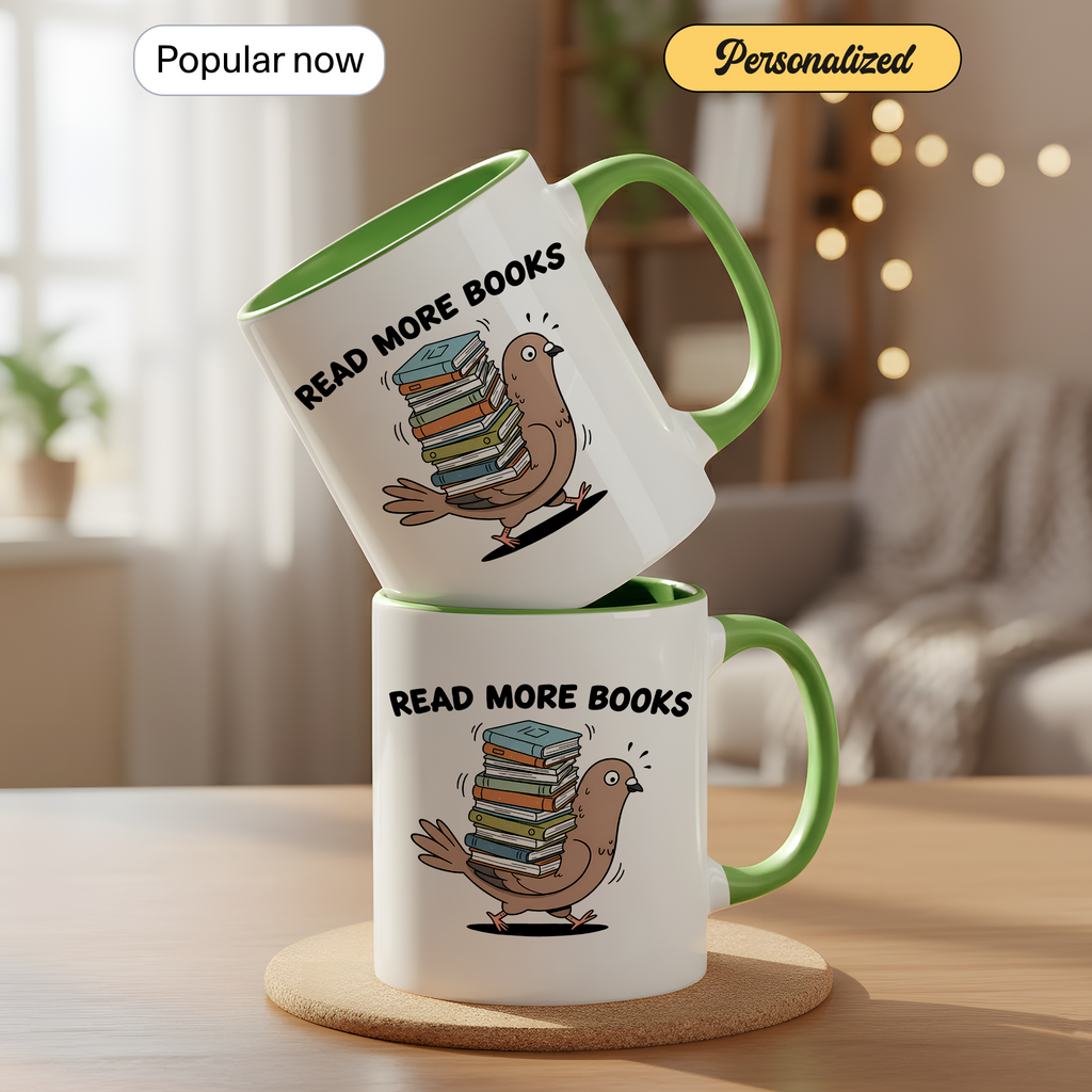 Read More Books Mug – Funny Book Lover Gift – Cute Reader Coffee Cup – 11oz 15oz Ringer Mug |Mug 124