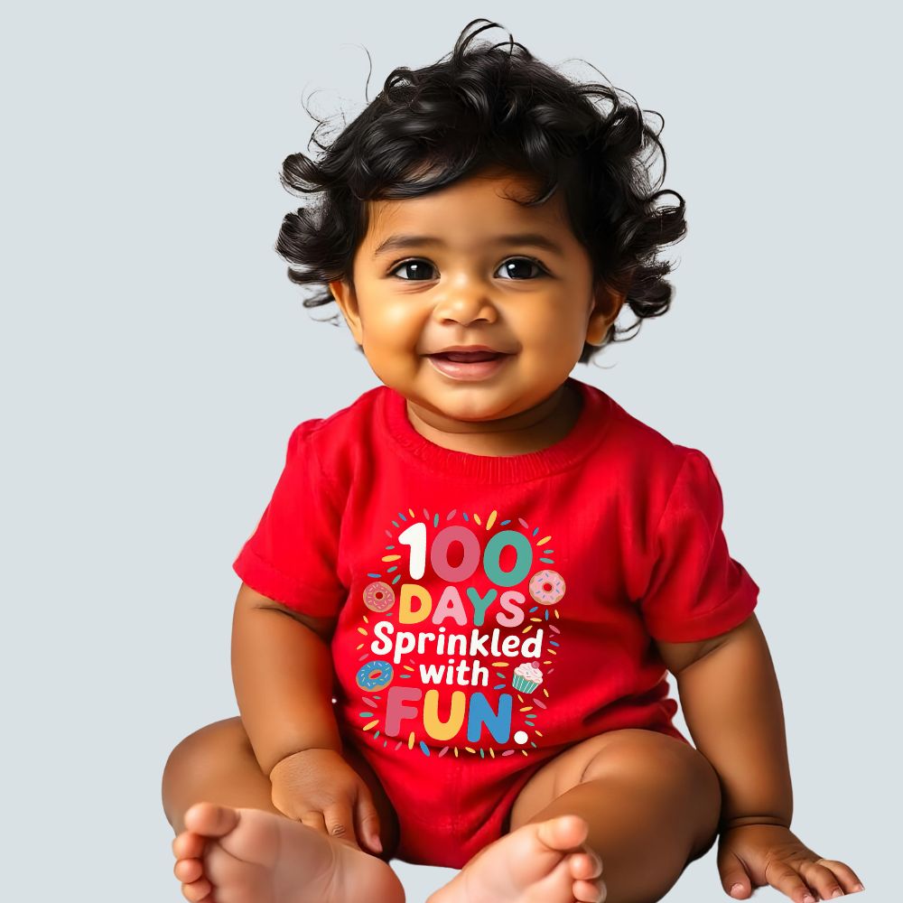 "100 days Sprinkled with Fun" - Custom Printed Rompers