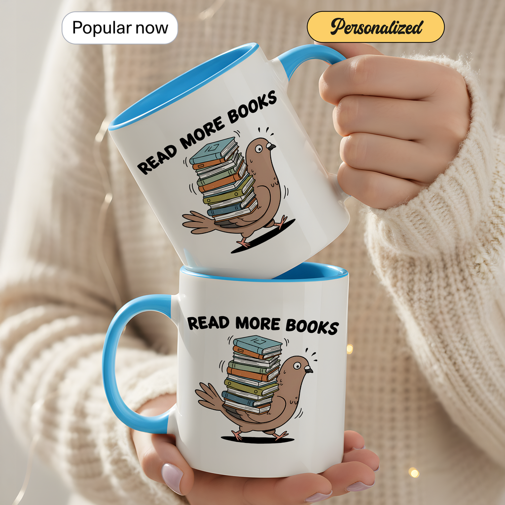 Read More Books Mug – Funny Book Lover Gift – Cute Reader Coffee Cup – 11oz 15oz Ringer Mug |Mug 124