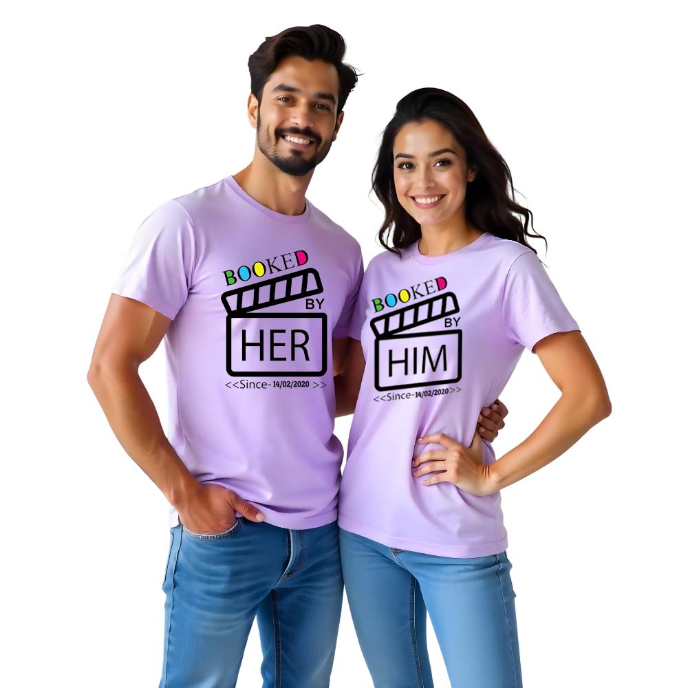 Booked by Her & Him Couple Tshirts