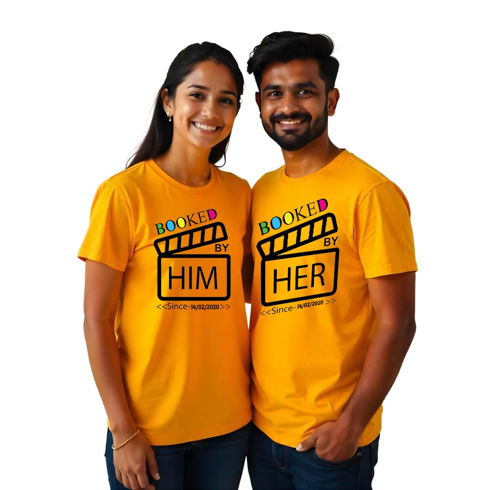 Booked by Her & Him Couple Tshirts