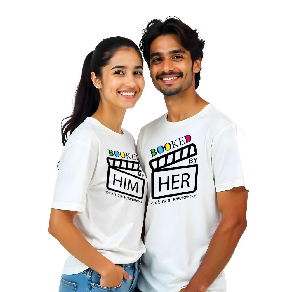 Booked by Her & Him Couple Tshirts