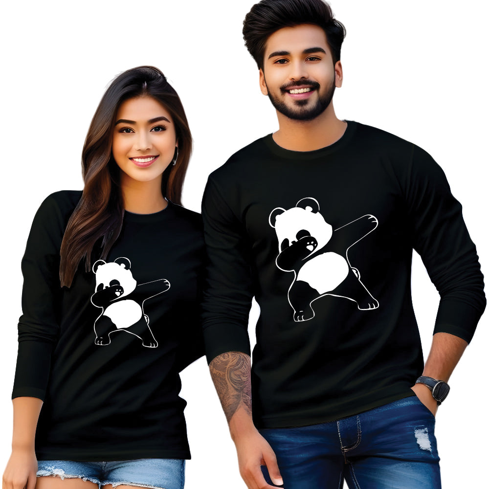 Full sleeve Dapping Panda printed couple T Shirt