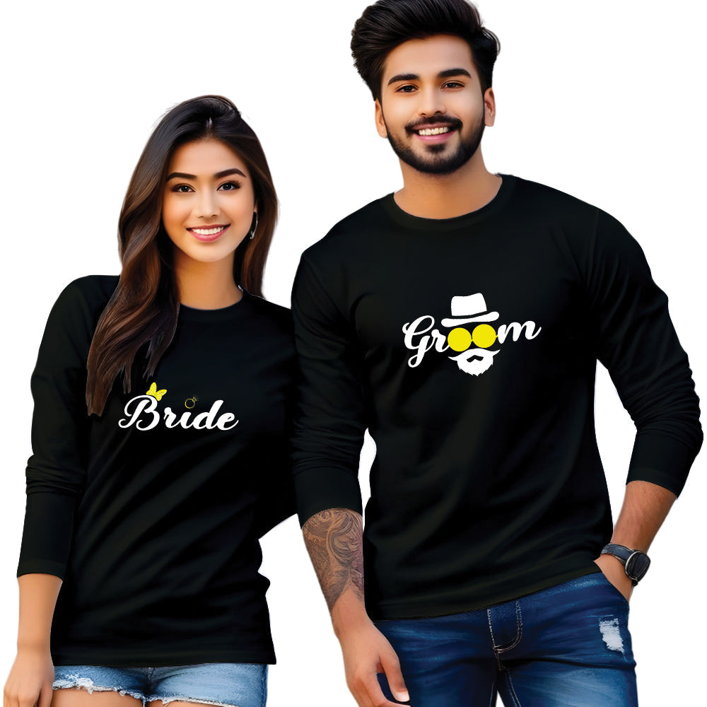 Bride Groom Printed Couple T Shirt