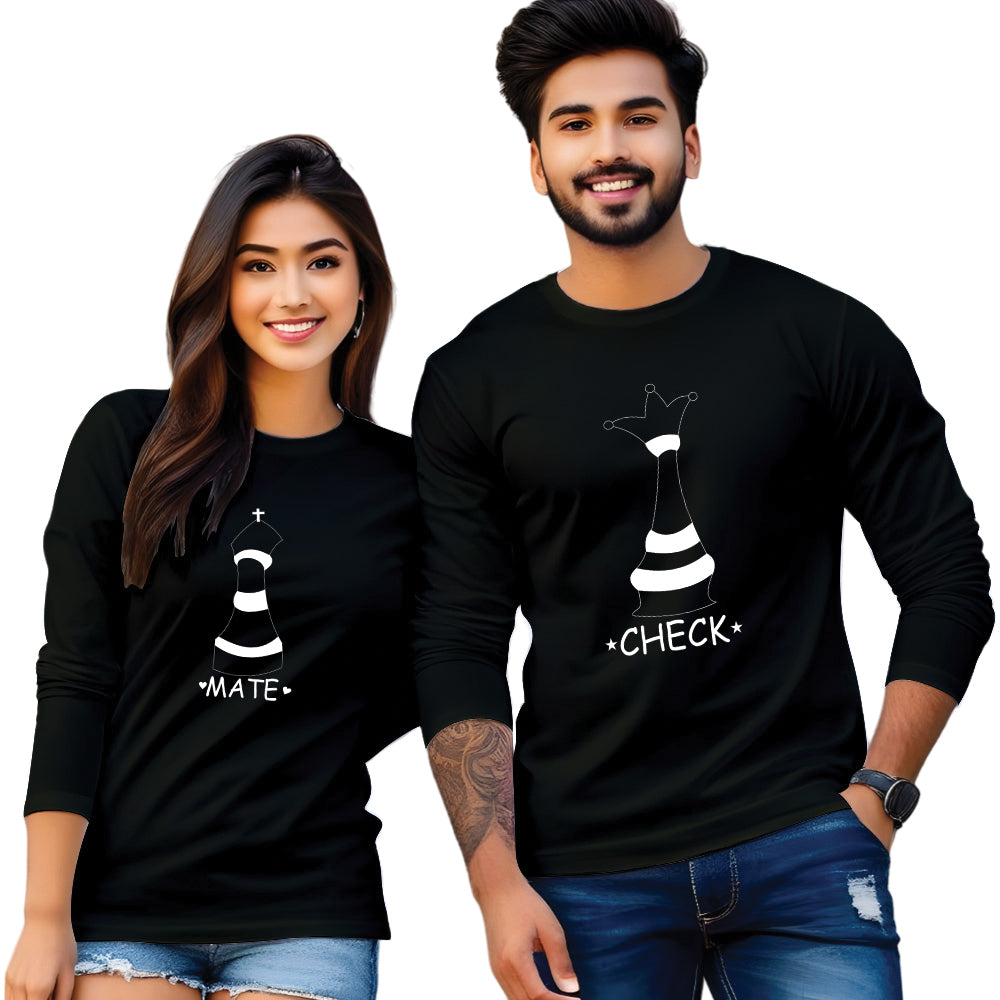 Checkmate Printed Couple T-Shirt