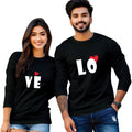 Full Sleeve Love Print Couple T Shirt