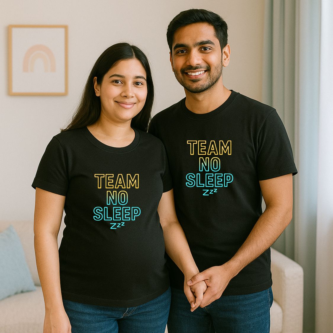 Team No Sleep – Matching Maternity Couple T-Shirts for Parents-to-Be