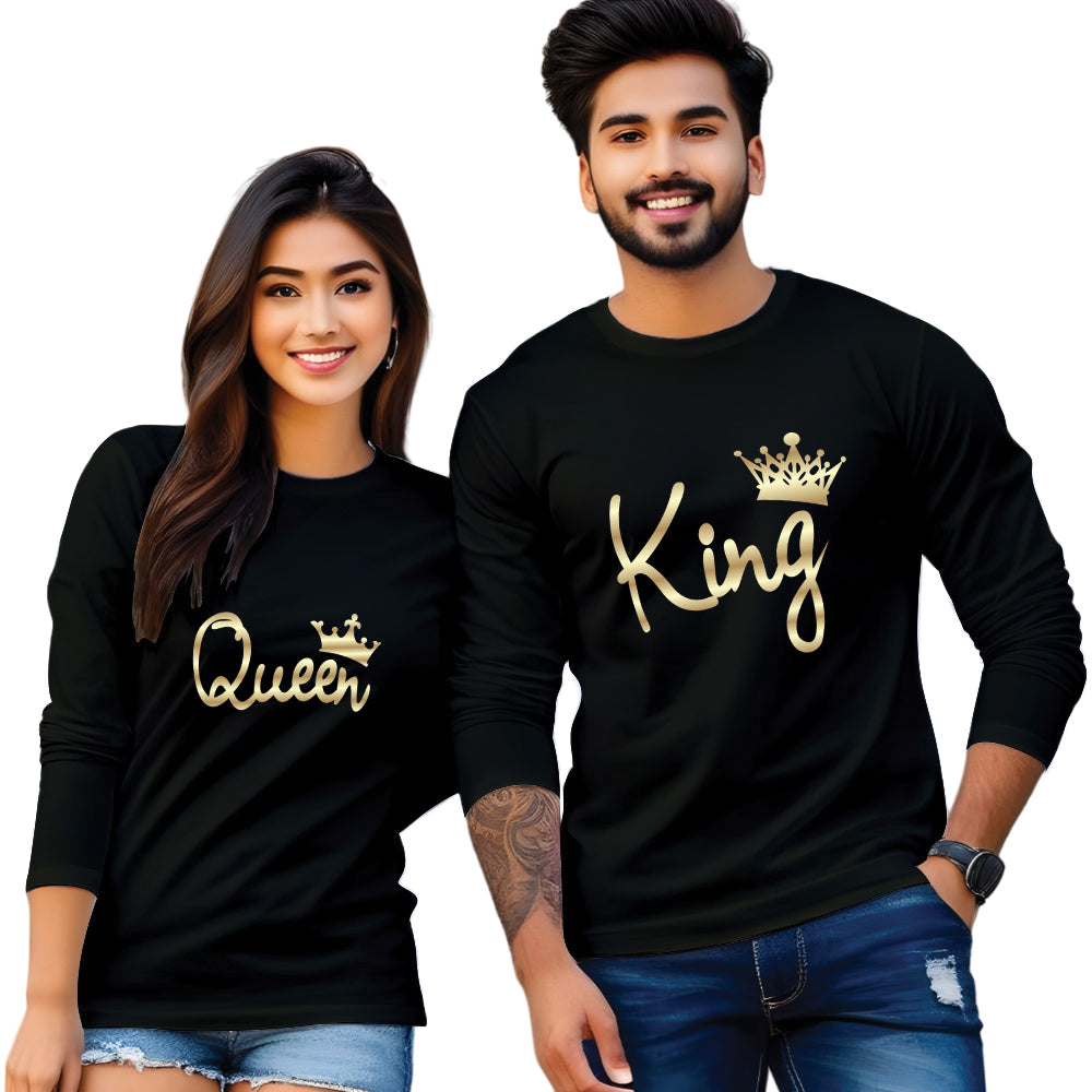 King & Queen Full Sleeve Couple T Shirt