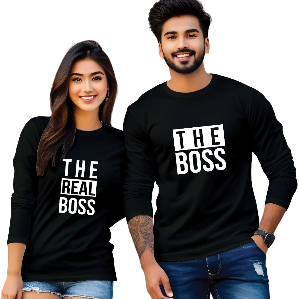 The Real Boss & The Boss full Sleeve Couple T Shirt