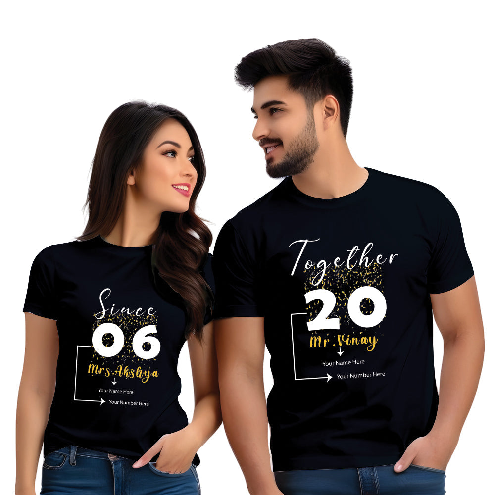 Together Since Print Couple T Shirt