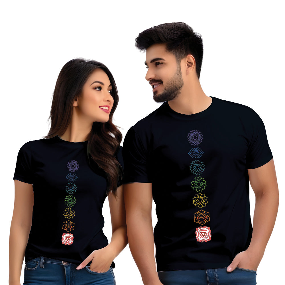 Chakra Half Sleeve Couple T-shirt