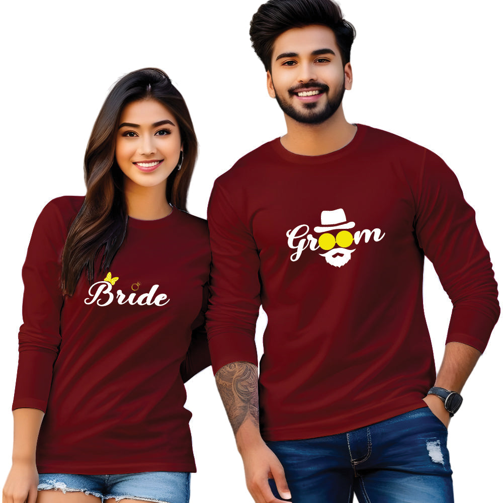 Bride Groom Printed Couple T Shirt