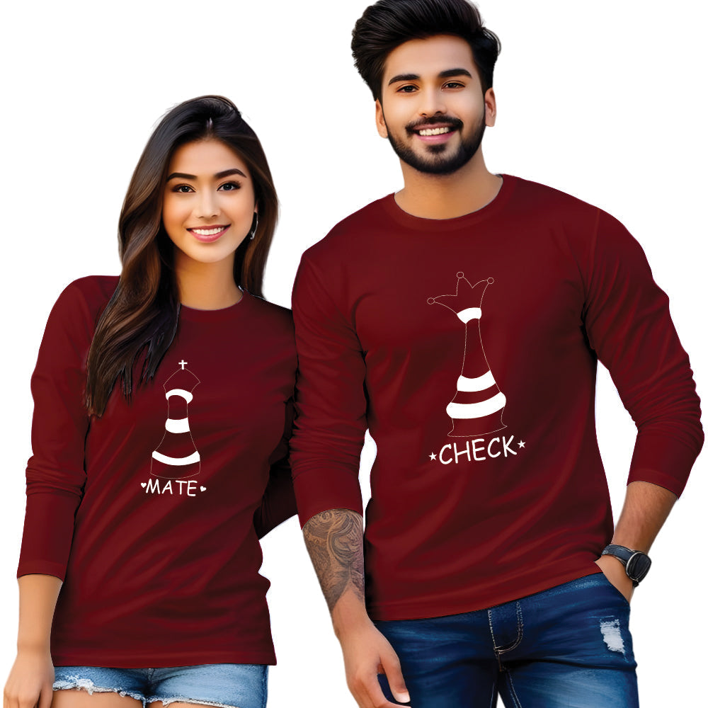 Checkmate Printed Couple T-Shirt
