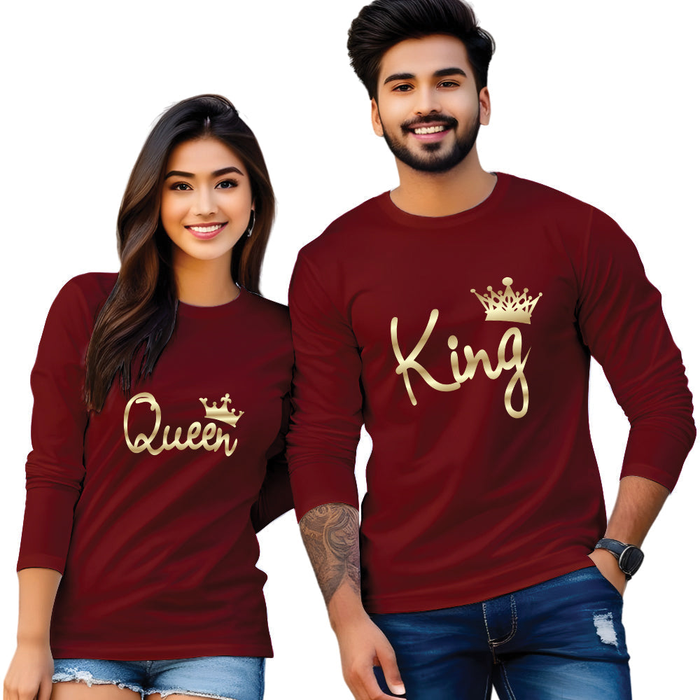 King & Queen Full Sleeve Couple T Shirt