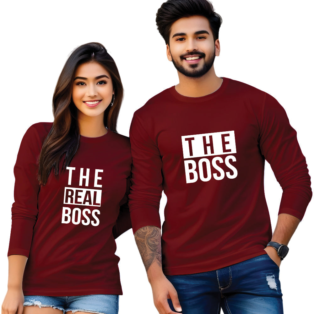 The Real Boss & The Boss full Sleeve Couple T Shirt