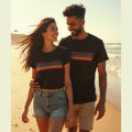 Colorful Striped Matching Couple T-Shirts – Black