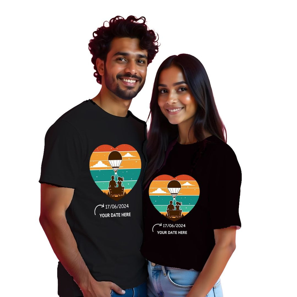 Customised hot air balloon couple T-shirts