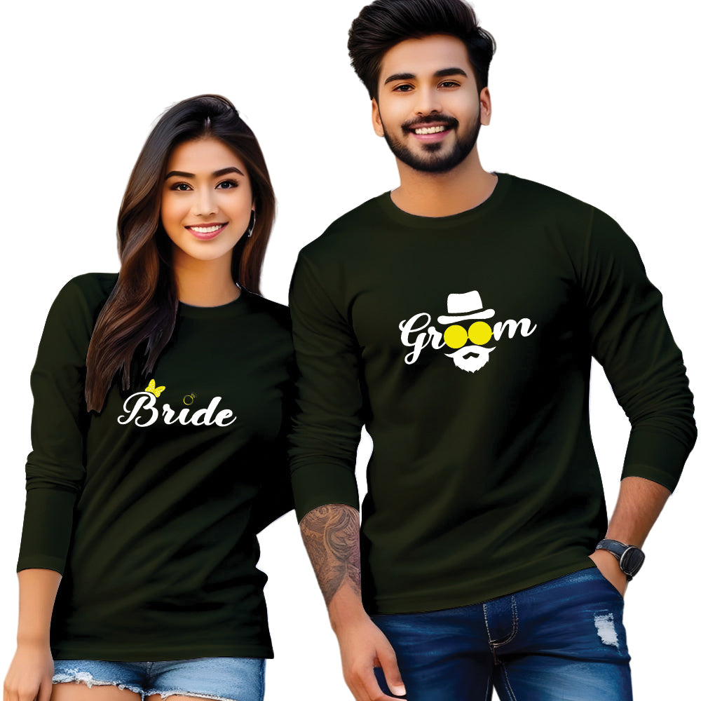 Bride Groom Printed Couple T Shirt