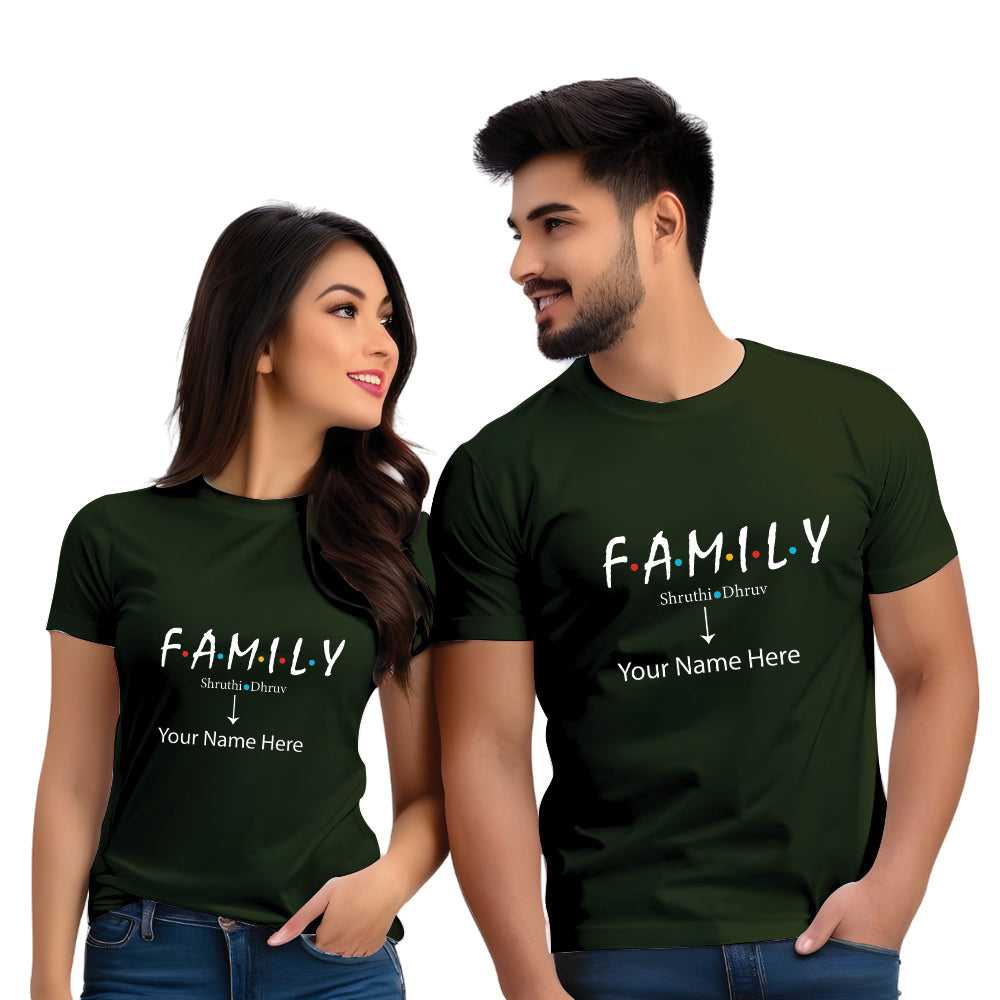 Family  Half Sleeve Printed Couple T-shirt