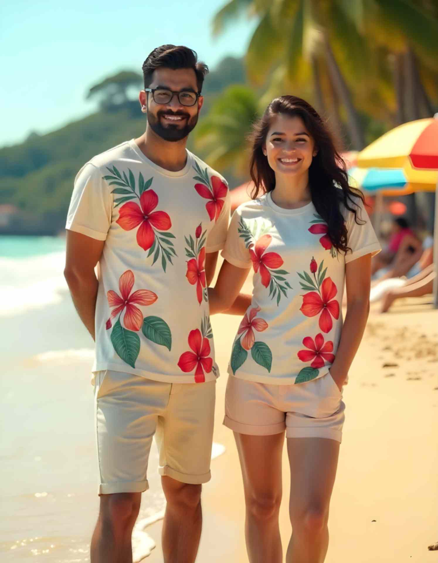 Tropical Couple Tshirts for Beach Vacation