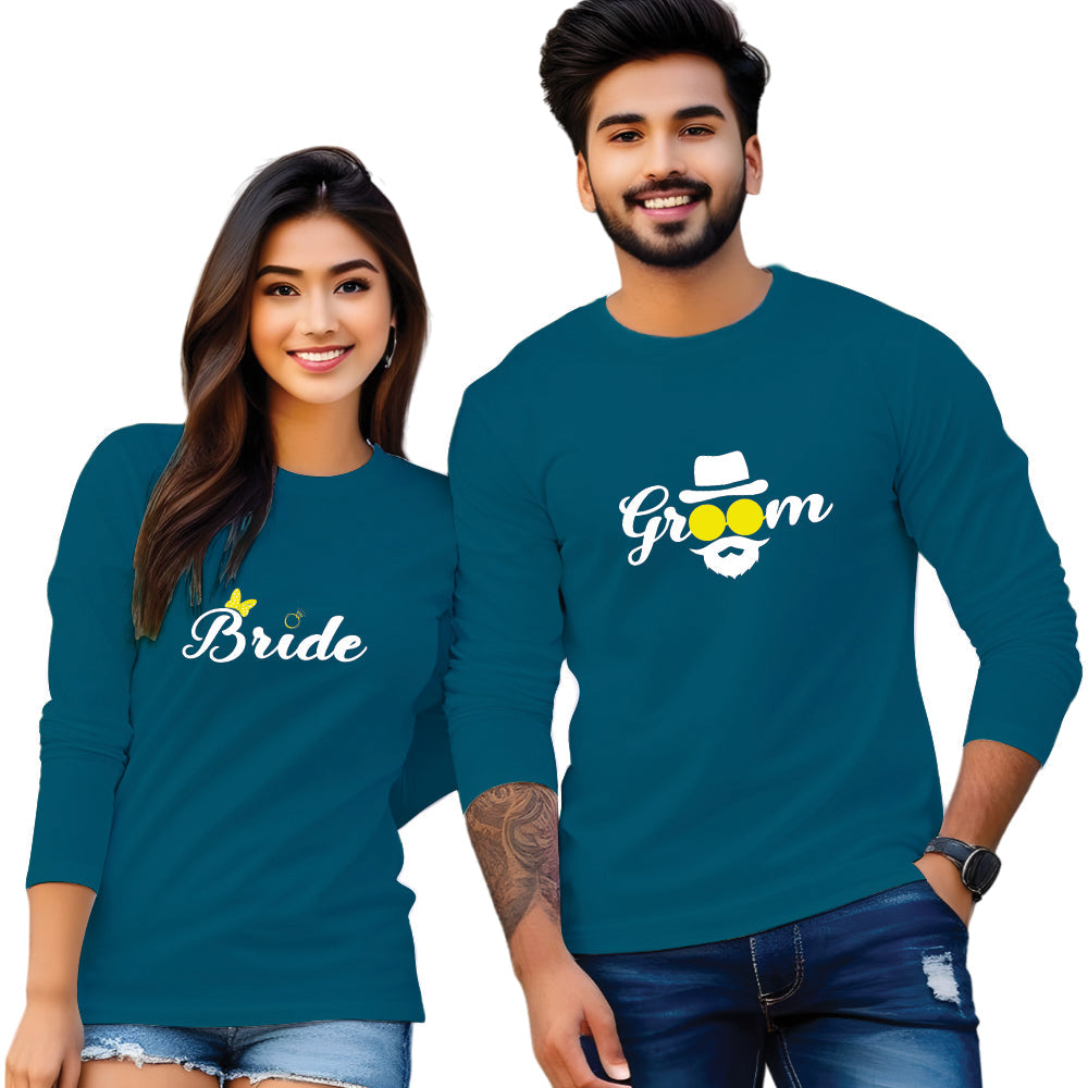 Bride Groom Printed Couple T Shirt