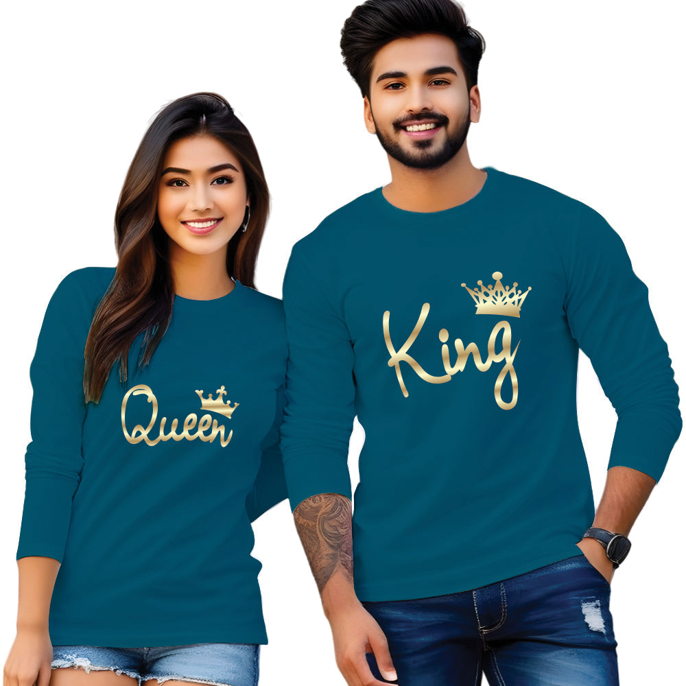 King & Queen Full Sleeve Couple T Shirt