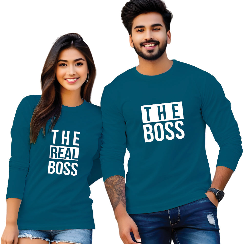 The Real Boss & The Boss full Sleeve Couple T Shirt