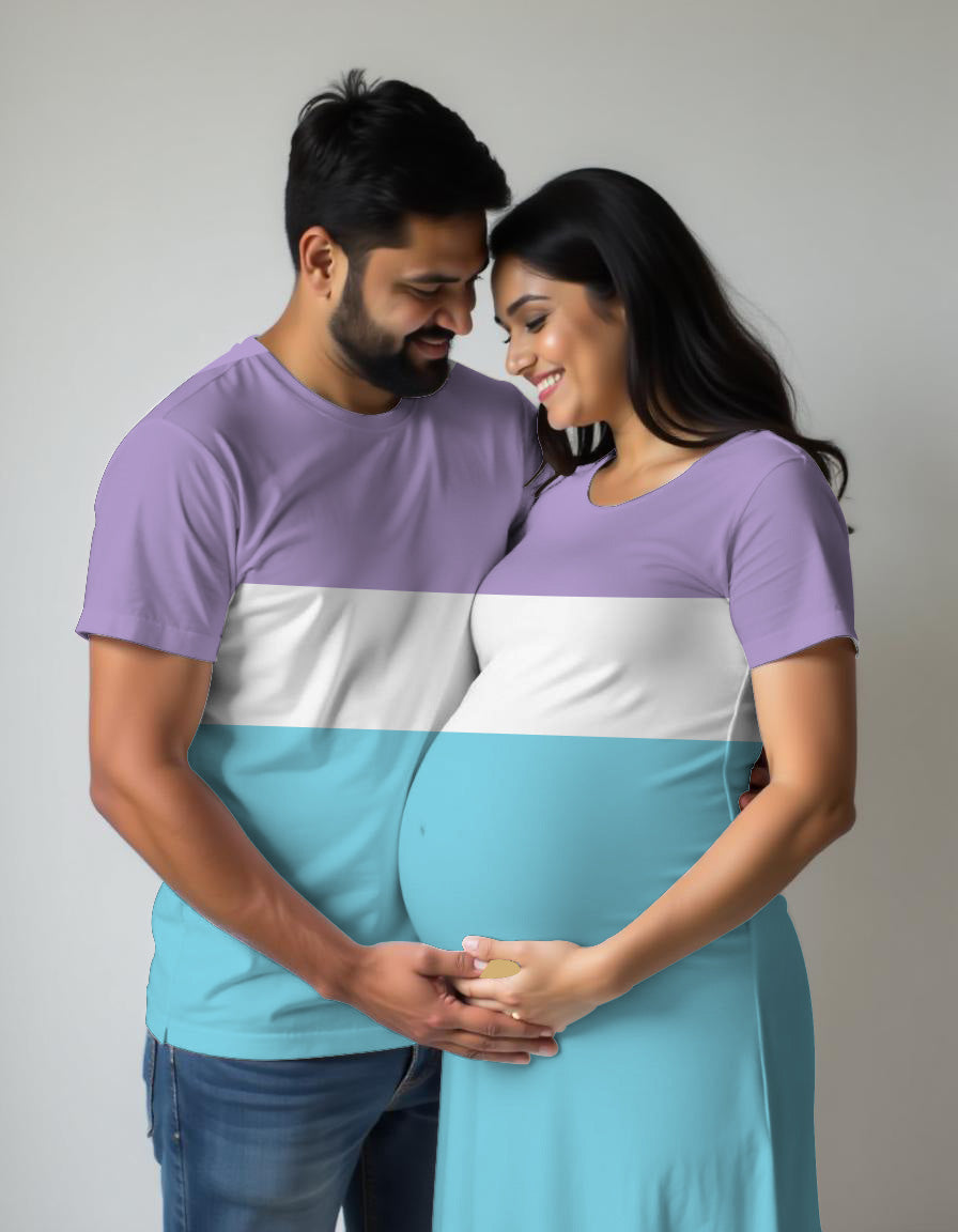 Color Block Trending Tshirt Dress for Mom and Tshirt for Dad