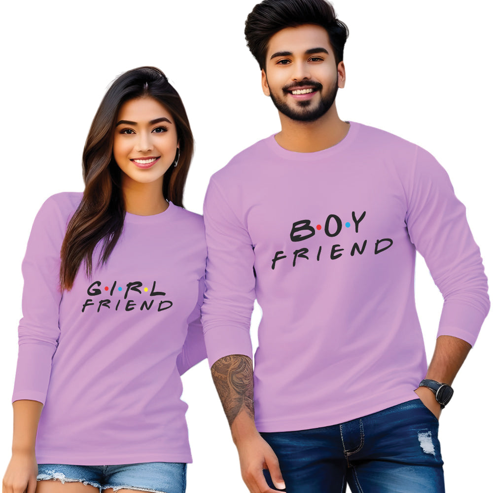 Full Sleeve Boy Friend Girl Friend Couple T Shirt