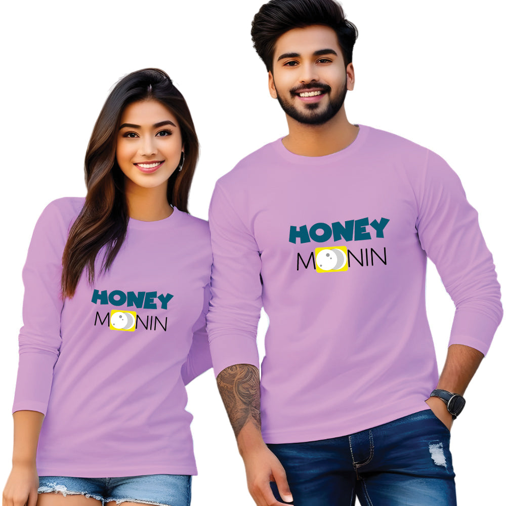 Honey Moon Full Sleeve Couple T Shirt