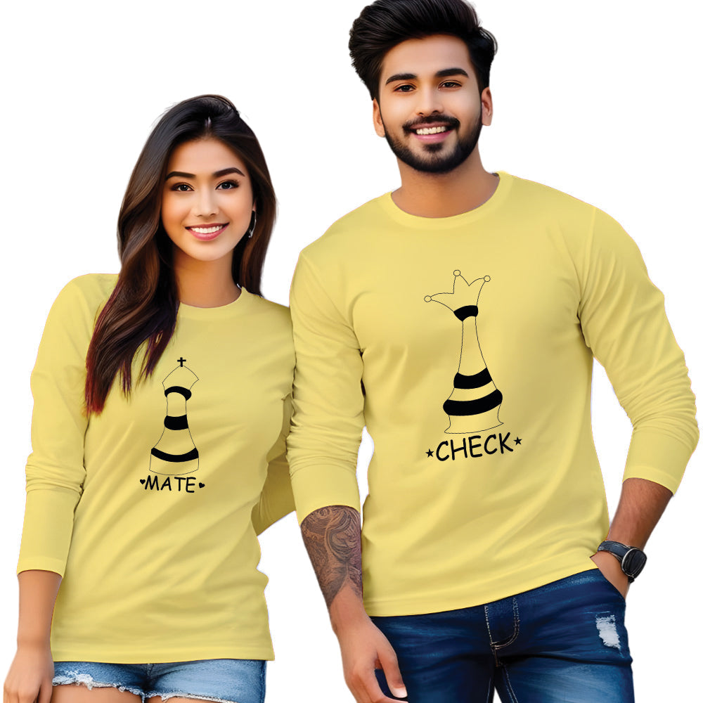 Checkmate Printed Couple T-Shirt