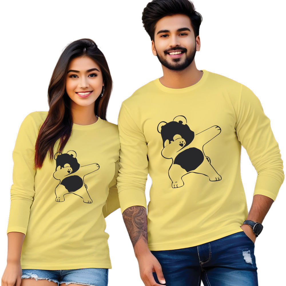 Full sleeve Dapping Panda printed couple T Shirt